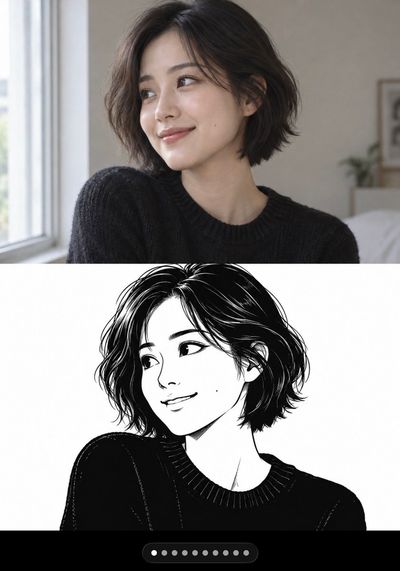 Retro 1970s Black Ink Line Art Transforms Portraits into Vintage Animation
