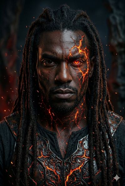 Cinematic Portrait of a Lava-Infused Cyber-Mythic Warrior