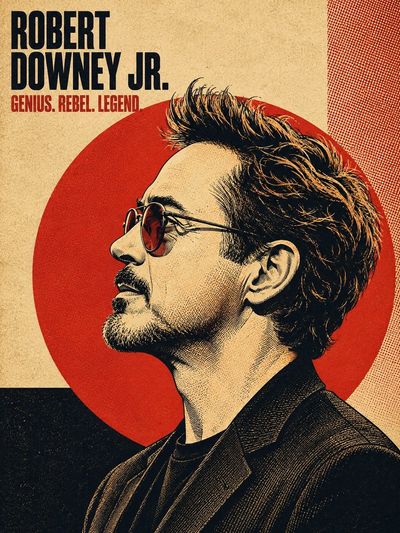 Bold side profile portrait with flowing hair in vintage poster art