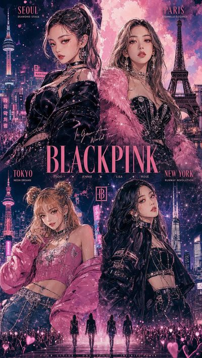 Four K-pop divas in a surreal Seoul-Tokyo neon montage