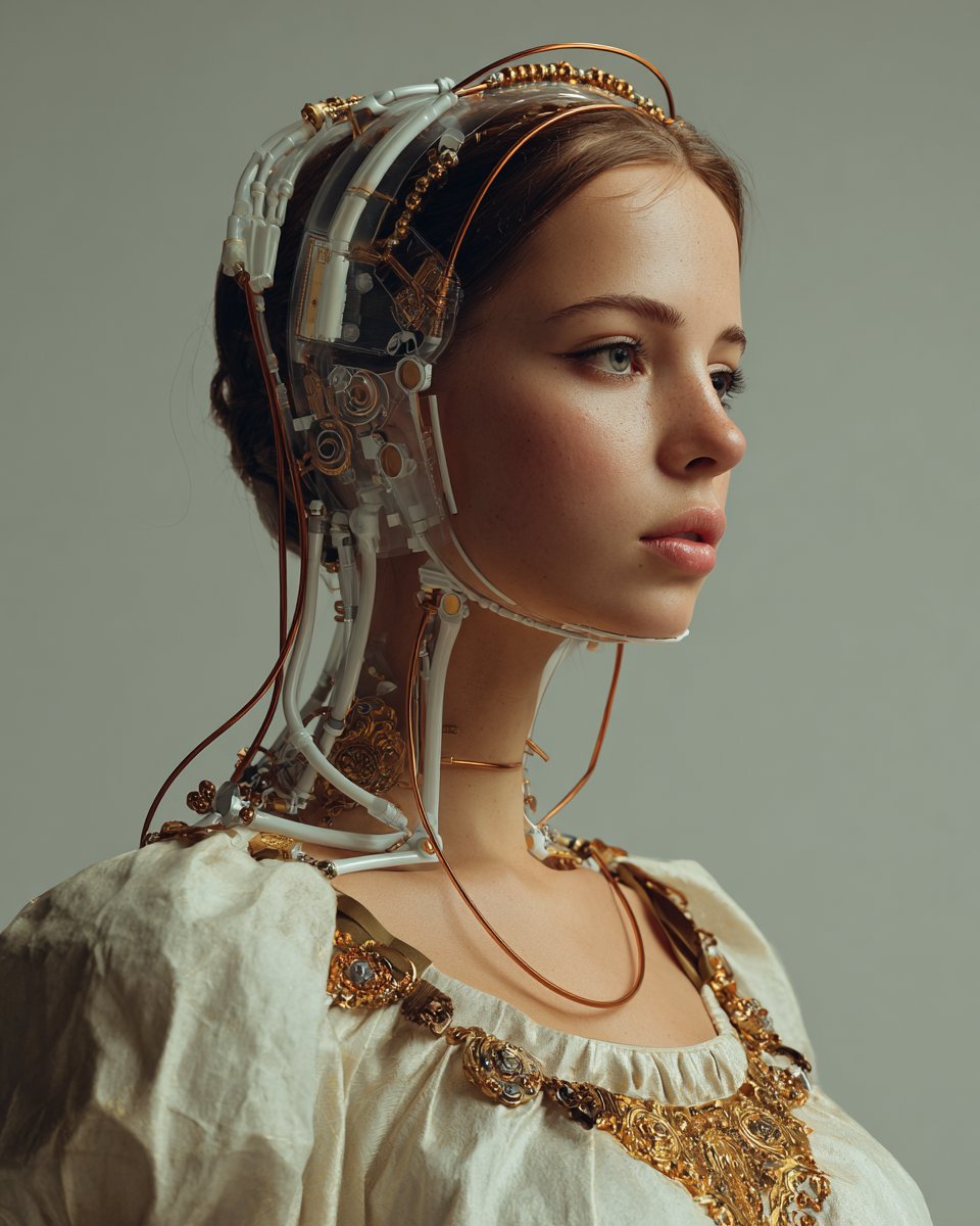Victorian Cyborg Elegance: A Steampunk Fantasy Portrait