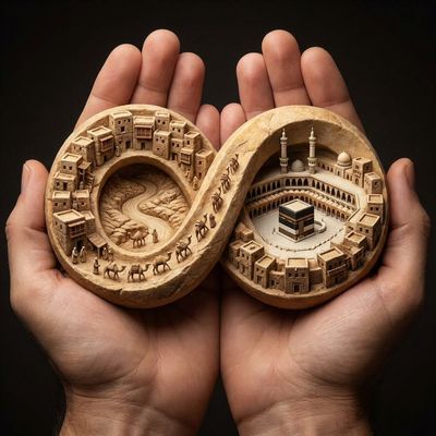 Mecca's Sacred Infinity: A Reverent Sculptural Tribute