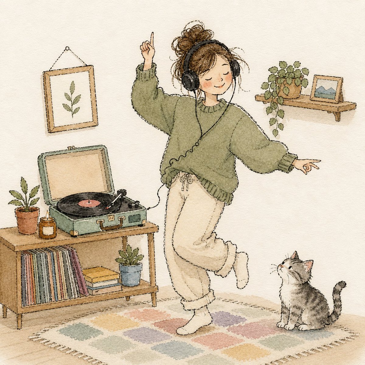 Joyful Dance in a Cozy Haven