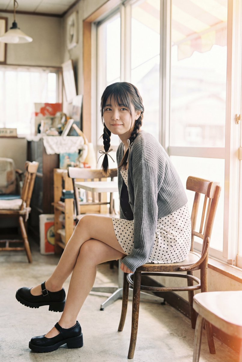 Retro Allure: A Dreamy Café Portrait