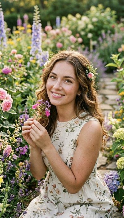 Golden Hour Glow in a Blooming Garden
