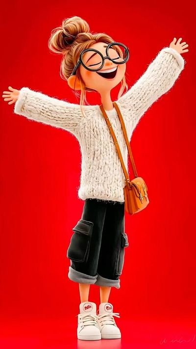 Pixar-Style Cozy Girl with Owl Charm