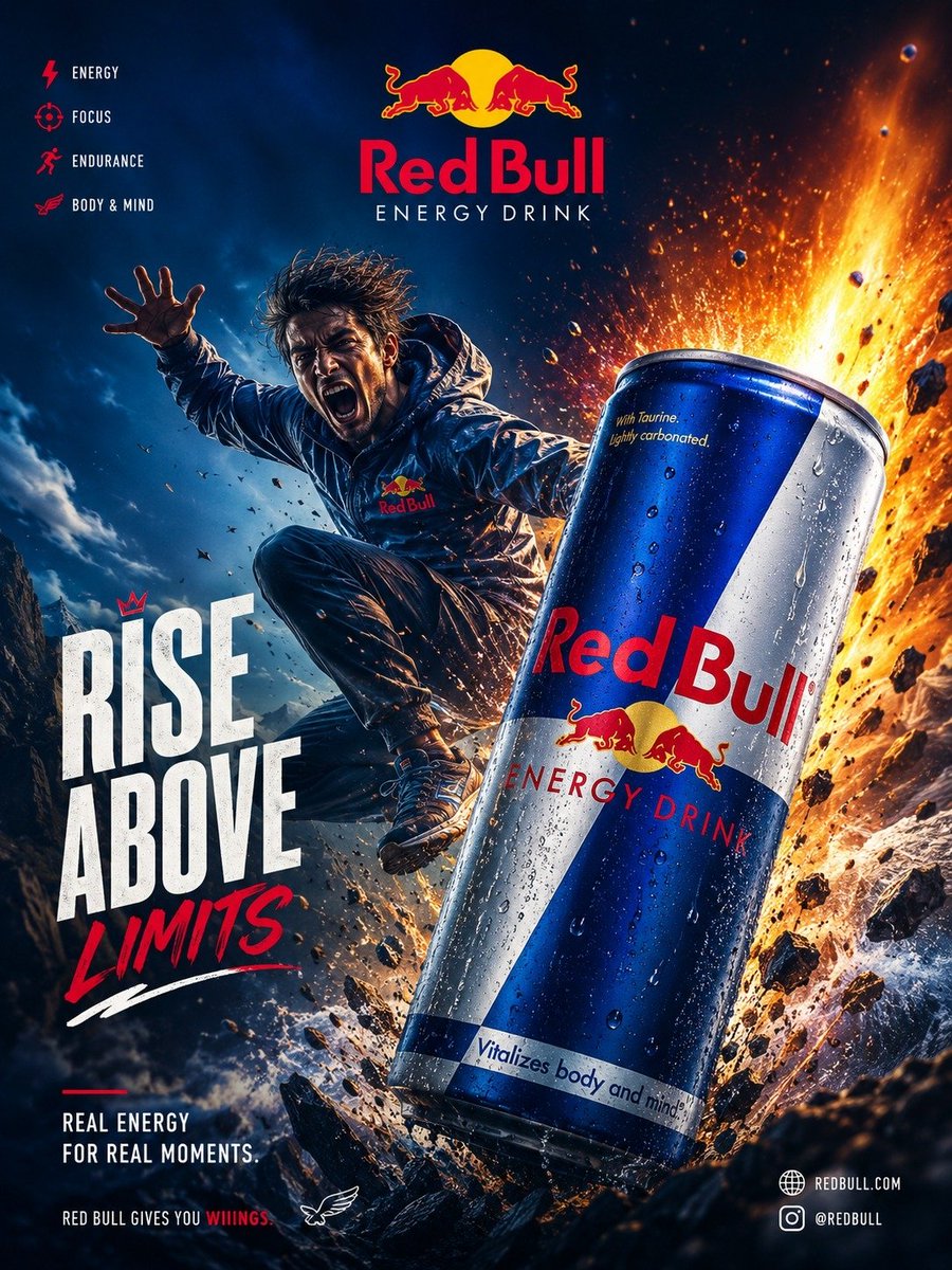 Red Bull's Fibonacci poster explodes with luxurious energy and style.