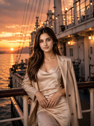 Striking Luxury Portrait of a Young Woman at Golden Hour