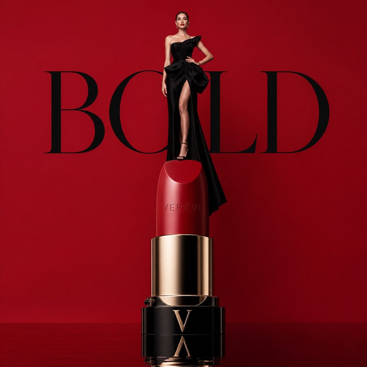 Monumental Elegance: A Red Lipstick Masterpiece