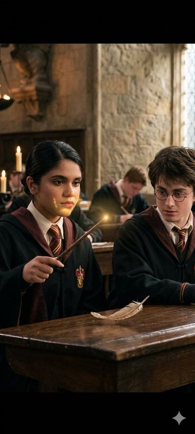 Hogwarts Spellcasting in Candlelit Classroom