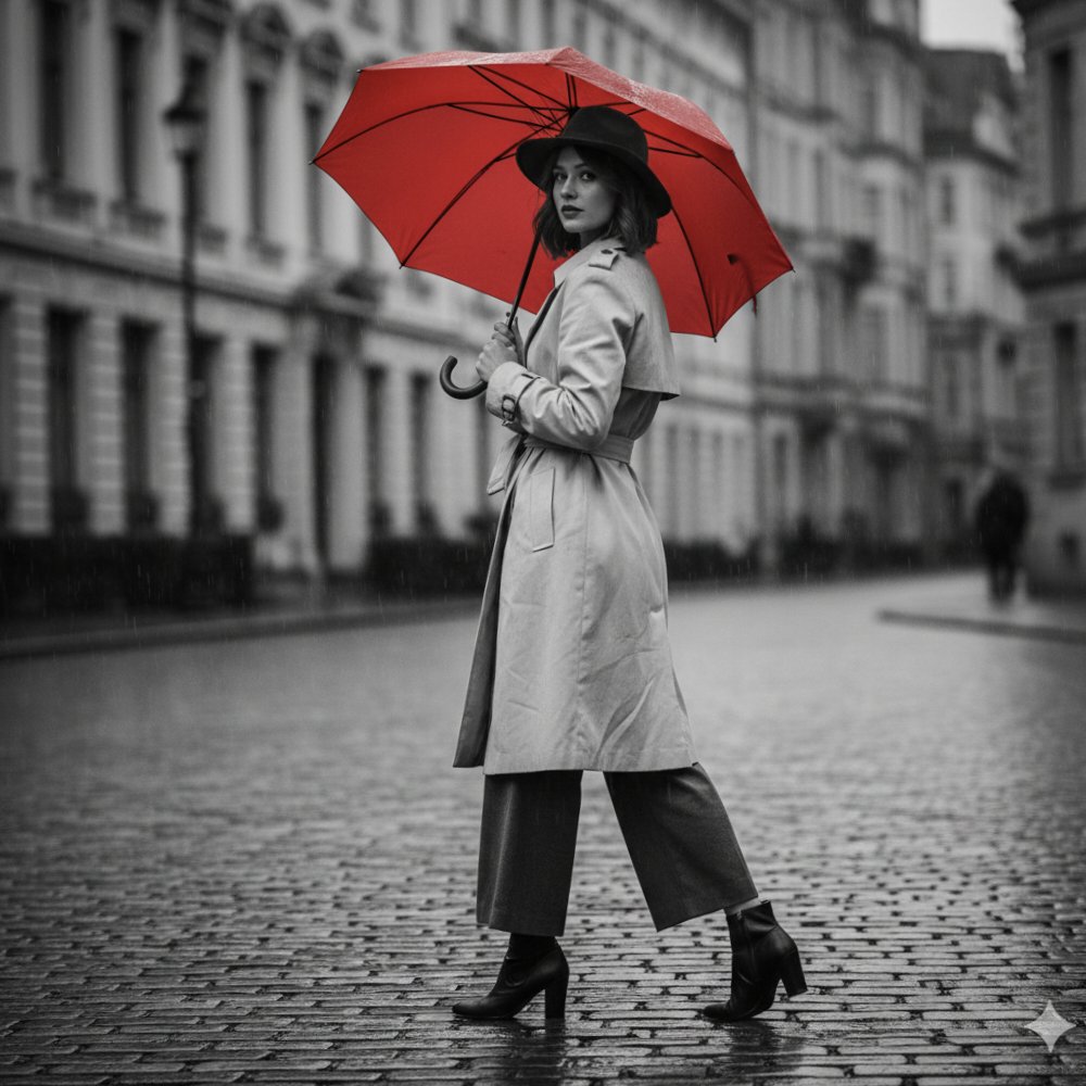 A Rainy Stroll in Classic Style