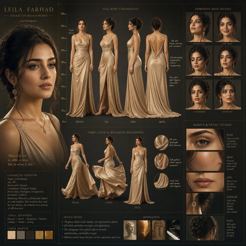 Golden Hollywood glamour portrait of a silk-gowned lead actress