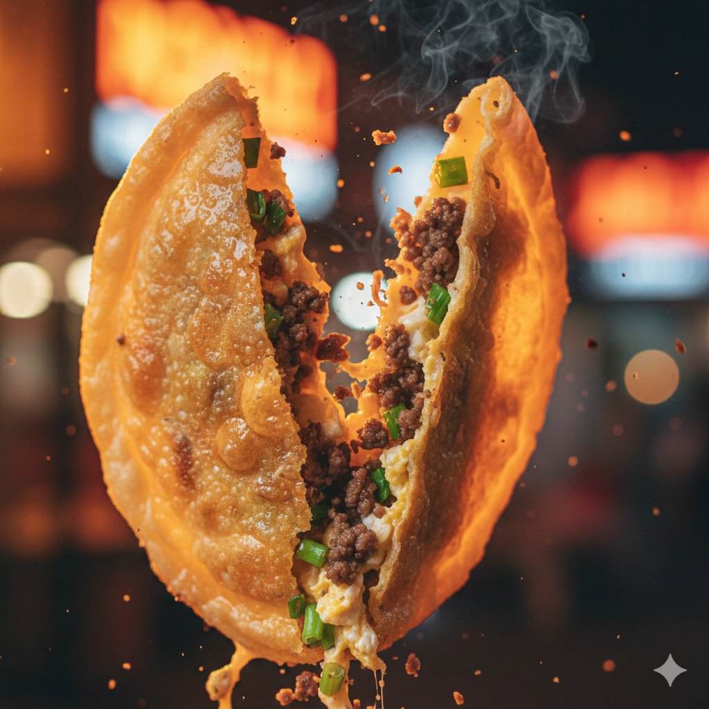 Crisp Burst of Flavor: Martabak Telur in Motion