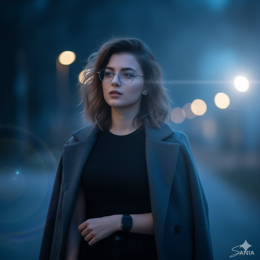 Blue Hour Elegance: A Cinematic Portrait