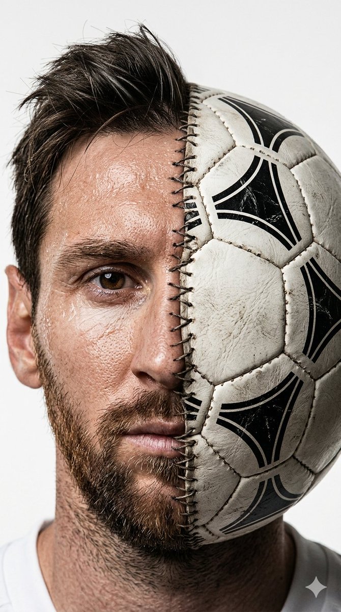 Cristiano Ronaldo's face merges with a soccer ball in surreal portrait.