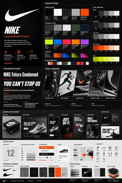 A premium brand identity system poster with refined color palette