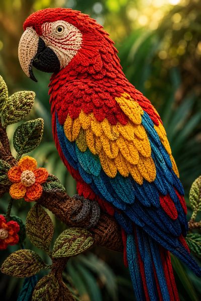 Explore Vibrant Fiber Art: Knitted Masterpieces of Birds