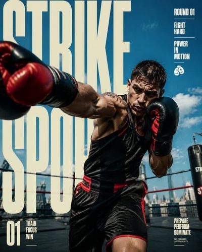 A boxer throws a powerful hook under the midday sun