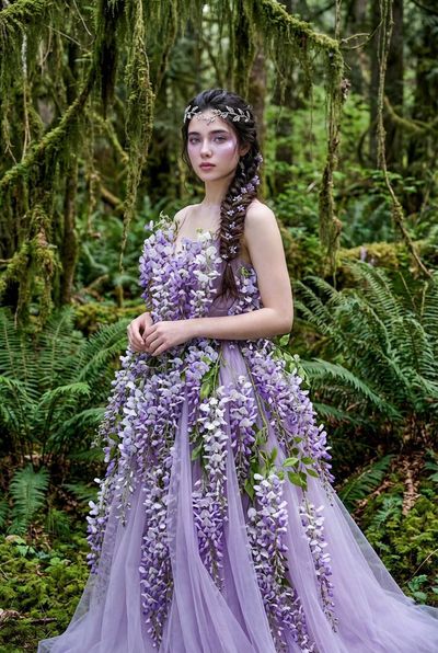 Lavender Wisteria Couture in Forest Light