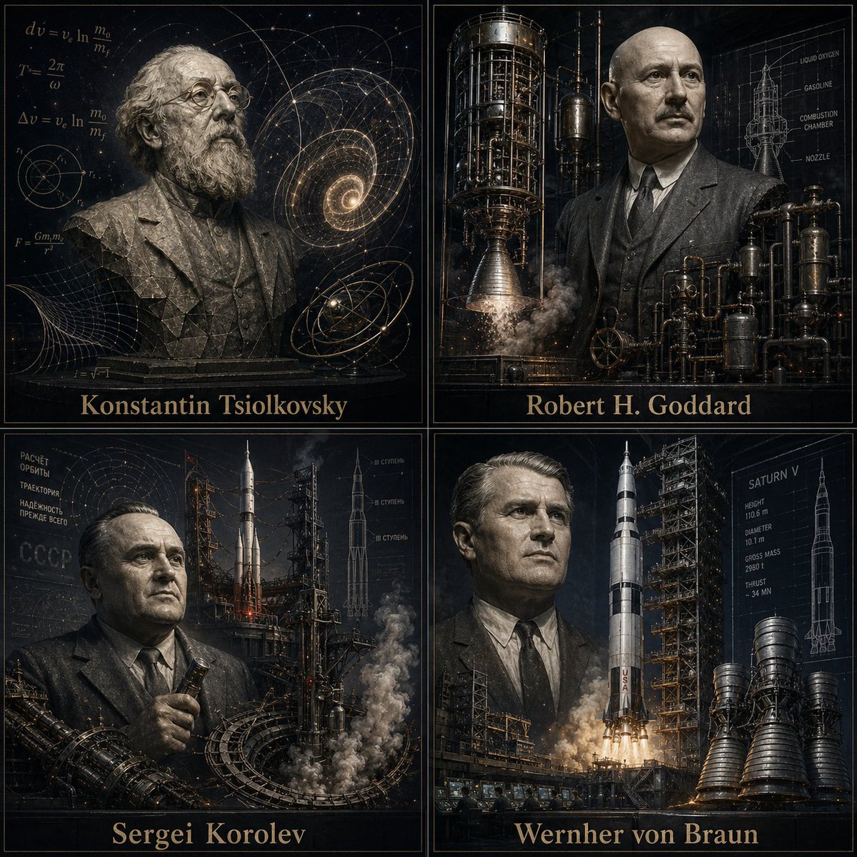 Iconic Minds of Rocket Science in Procedural Sculpture