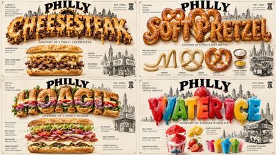 Philly Cheesesteak Becomes a Towering Typographic Sculpture in a Poster