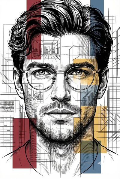 Futuristic Intellectual Portrait: A Geometric Vision