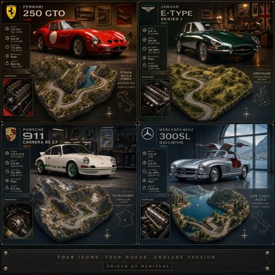 Classic Car Quartet on Dream Driving Terrain