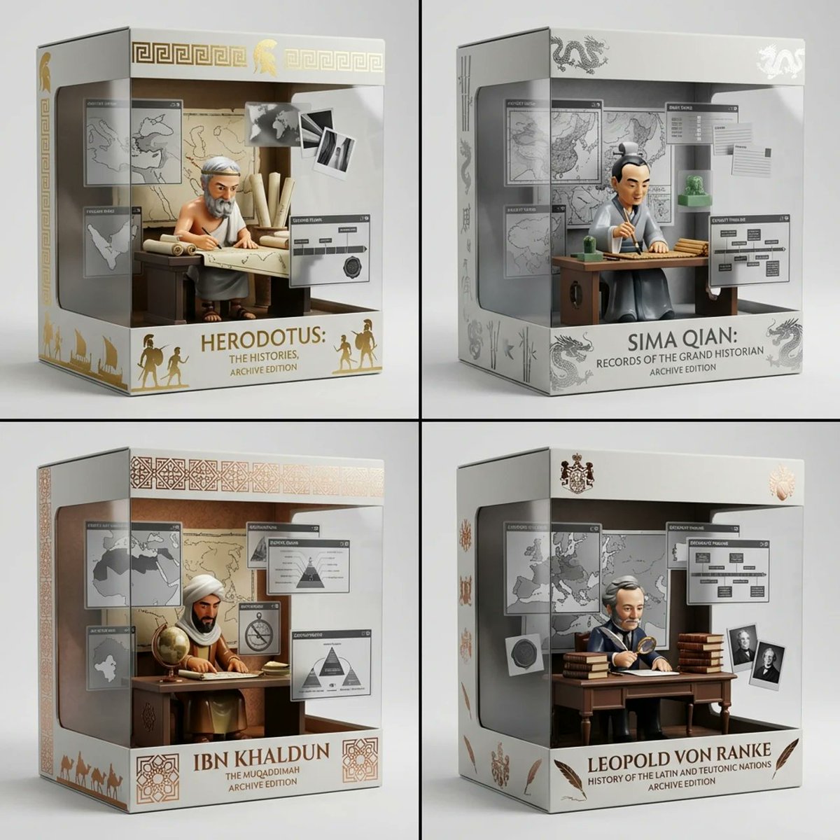 Historians Reimagined as Toy Collectibles