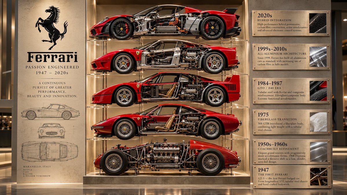 Layered Automotive Heritage Cross-Section Reveals Decades of Design Evolution