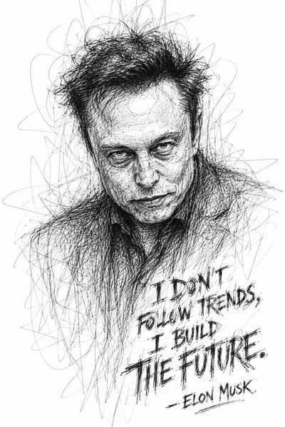 Expressive scribble portrait emerges from chaotic black strokes