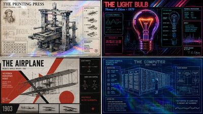 Black hole anatomy poster blends da Vinci sketches with neon grids