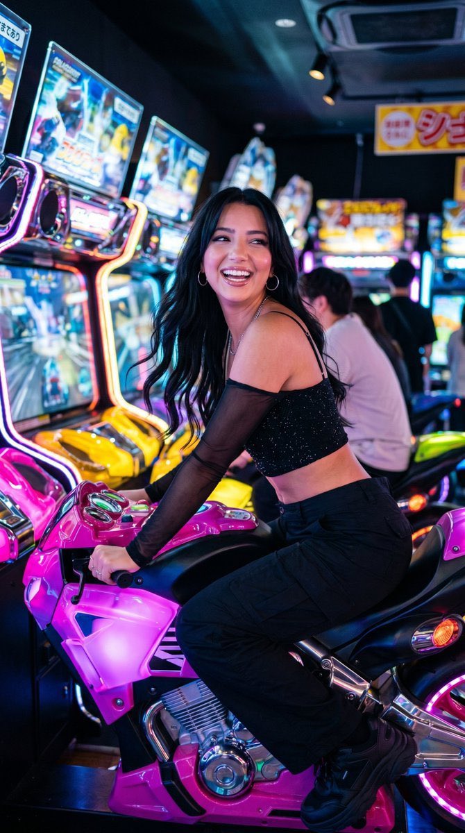 Neon Arcade Laughter in Tokyo