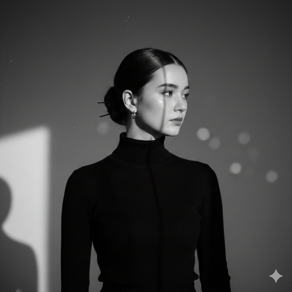 Chic Elegance in Monochrome: A Portrait of Poise