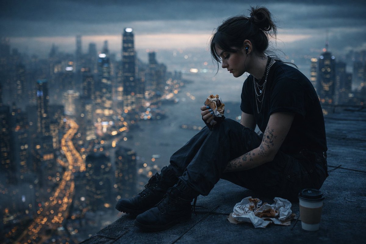 Rebel on the Edge: A Futuristic Cityscape