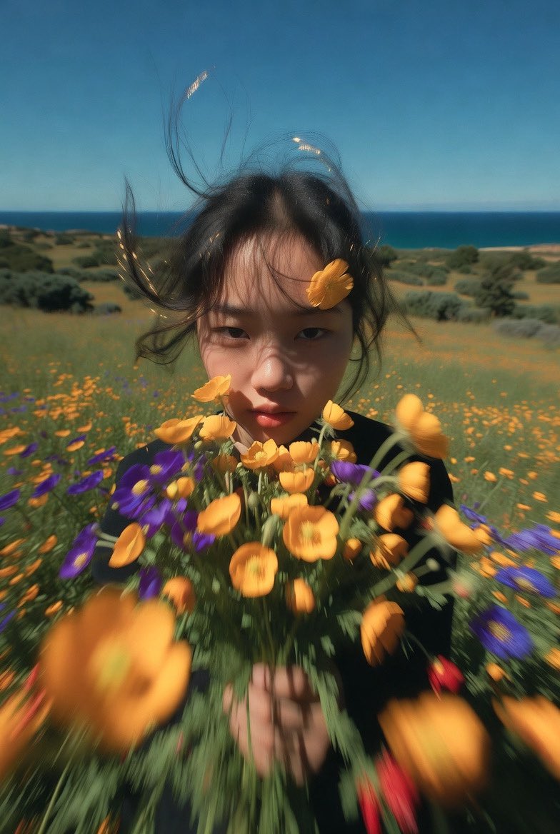 Melancholic Dreamscape: Youth Amid Cosmos and Mediterranean Blues