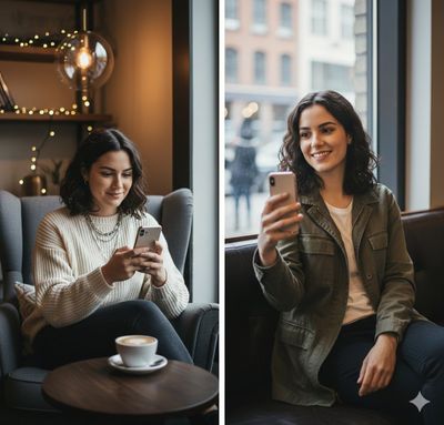 Cozy Moments at the Cafe: A Split-Screen Style