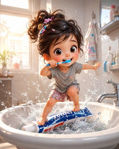 Morning Mischief: A Toddler's Toothbrush Adventure