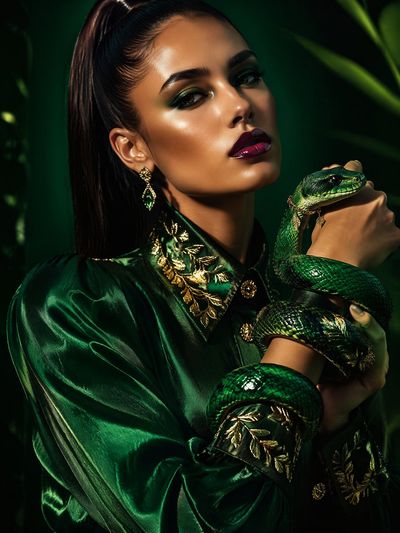 Elegance Meets Nature: High-Fashion Serpent Coiled in Luxury