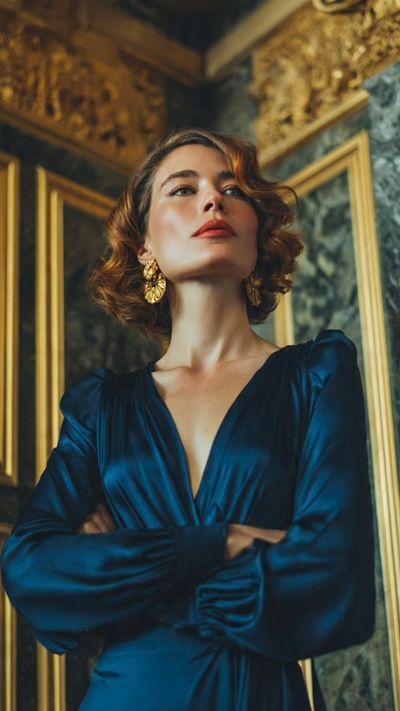 Regal Elegance in Teal: A Modern Muse