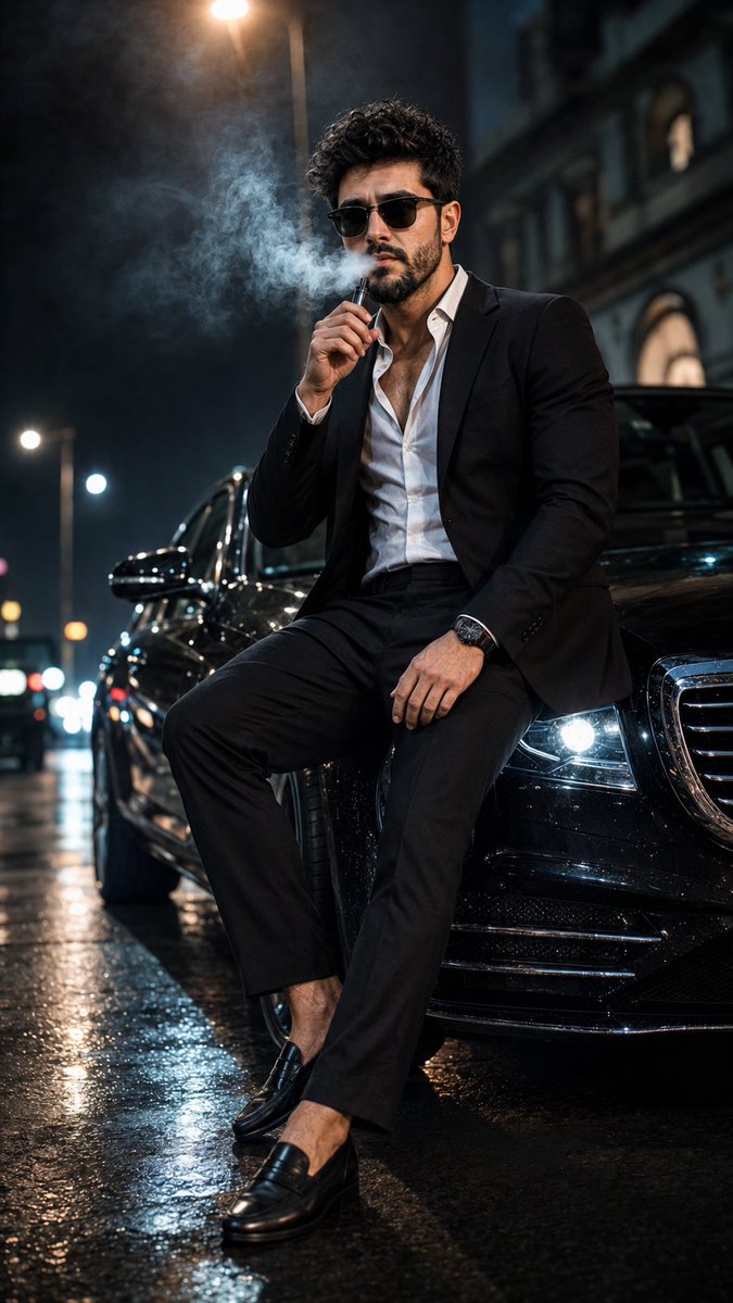 Noir Command on a Rainy Street