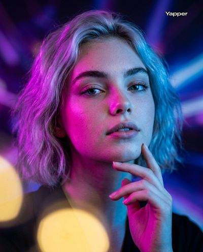 Neon Duality: Confident Portrait in Cinematic Light
