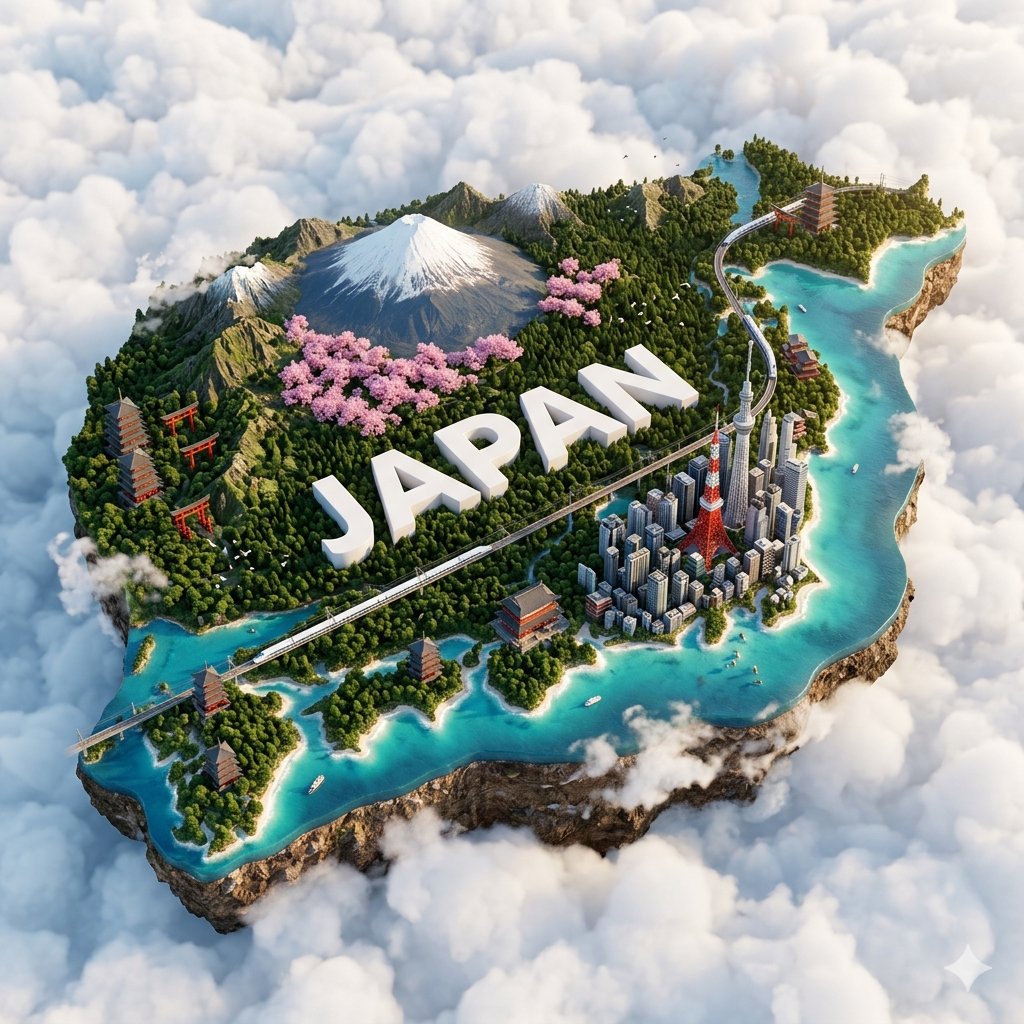 Floating Japan: A Hyper-Realistic Miniature Island