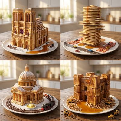 Breakfast Meets Architecture: Gothic Waffles as Monumental Structures