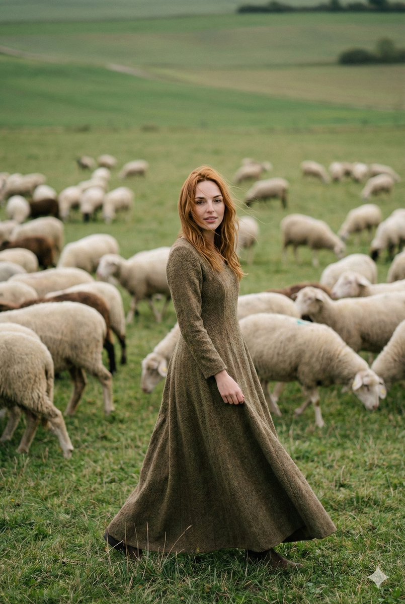 Elegant Harmony: Fashion Meets Pastoral Life