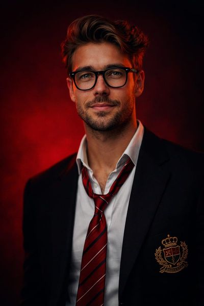 Cinematic Portrait with Dramatic Red Lighting and Crisp Detail