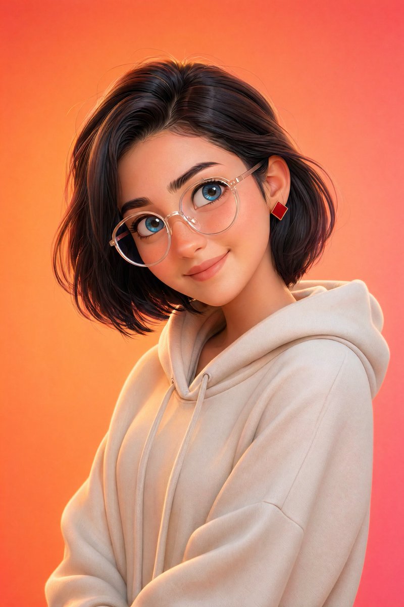 Pixar-Style 3D Portrait with Expressive Blue Eyes