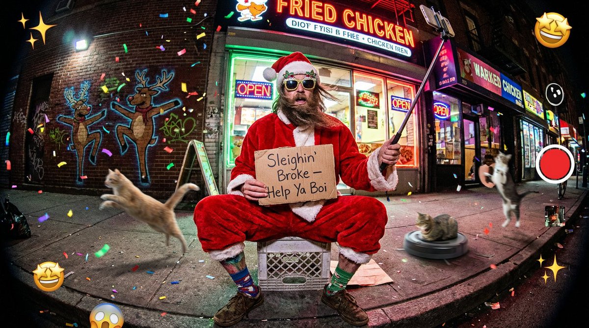 Santa's Chaotic Night Out: A Funtastic Festive Snapshot