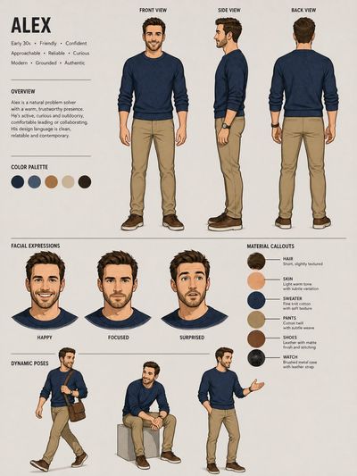 Create a Polished Animation Character Sheet with Detailed Analysis