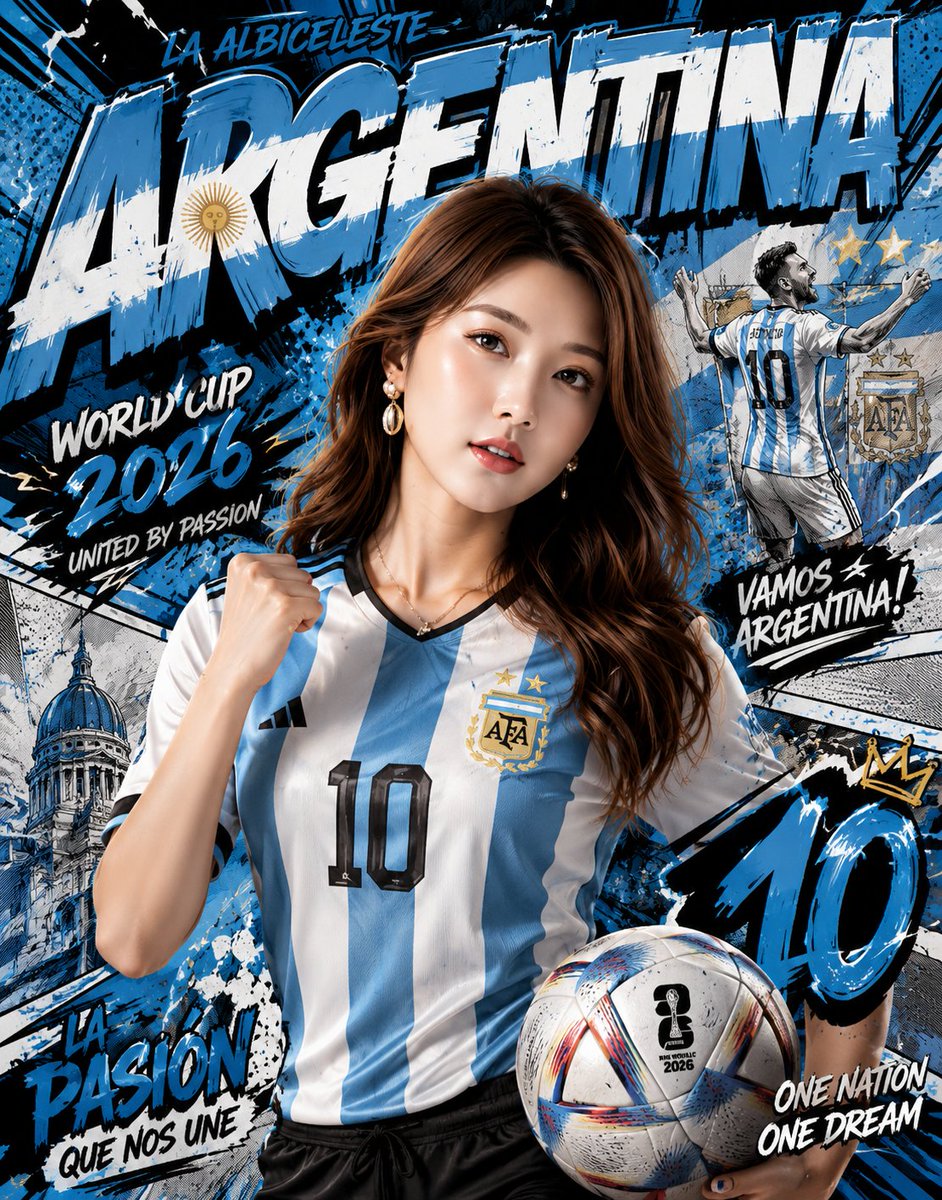 Argentina's football pride roars in a dynamic comic poster
