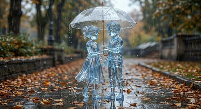 Crystal Love in the Rain: A Transparent Moment